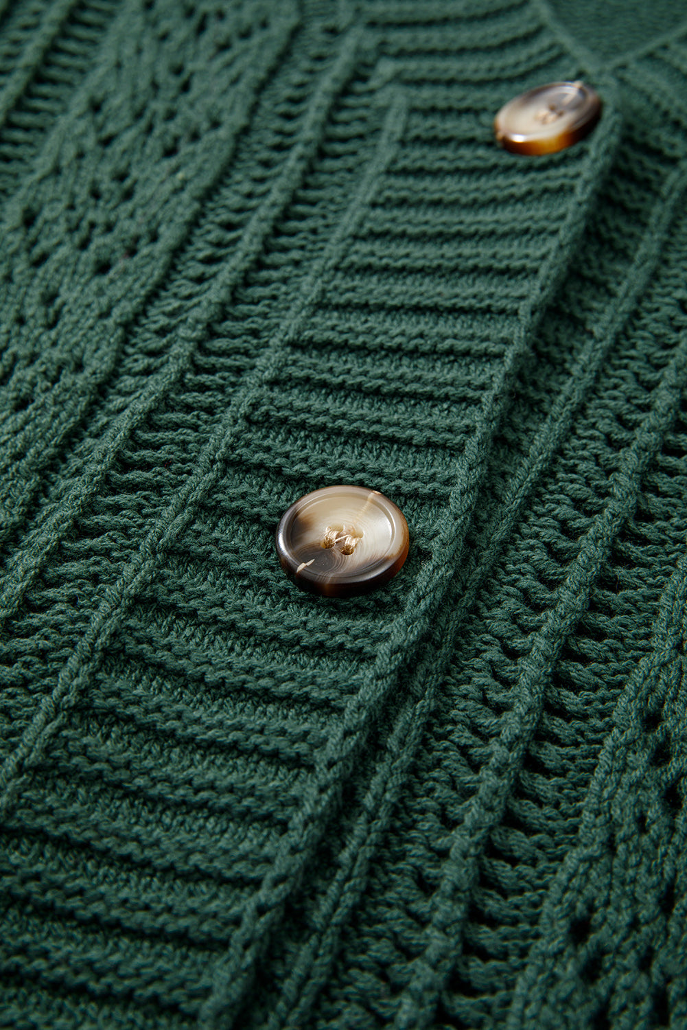 Green Open Knit Drop Shoulder Cardigan