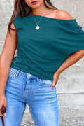 Blue Plus Size Asymmetric Blouse