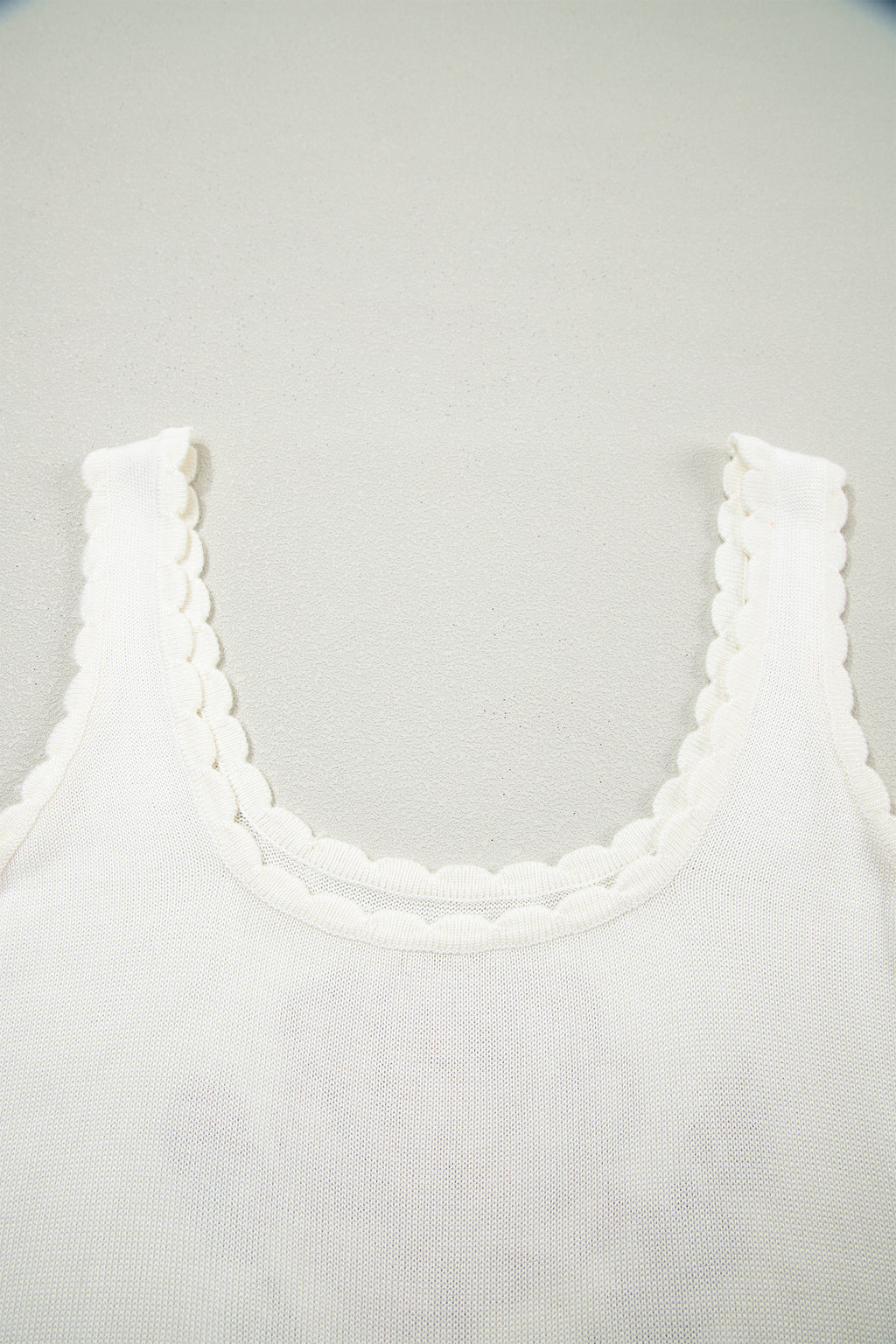 White Floral Knit Tank