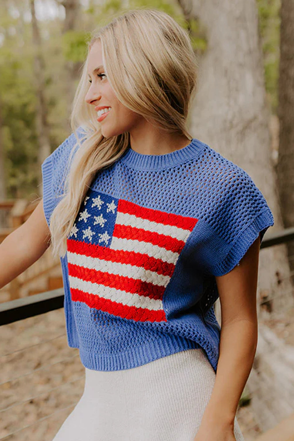 Sky Blue Flag Sweater Top