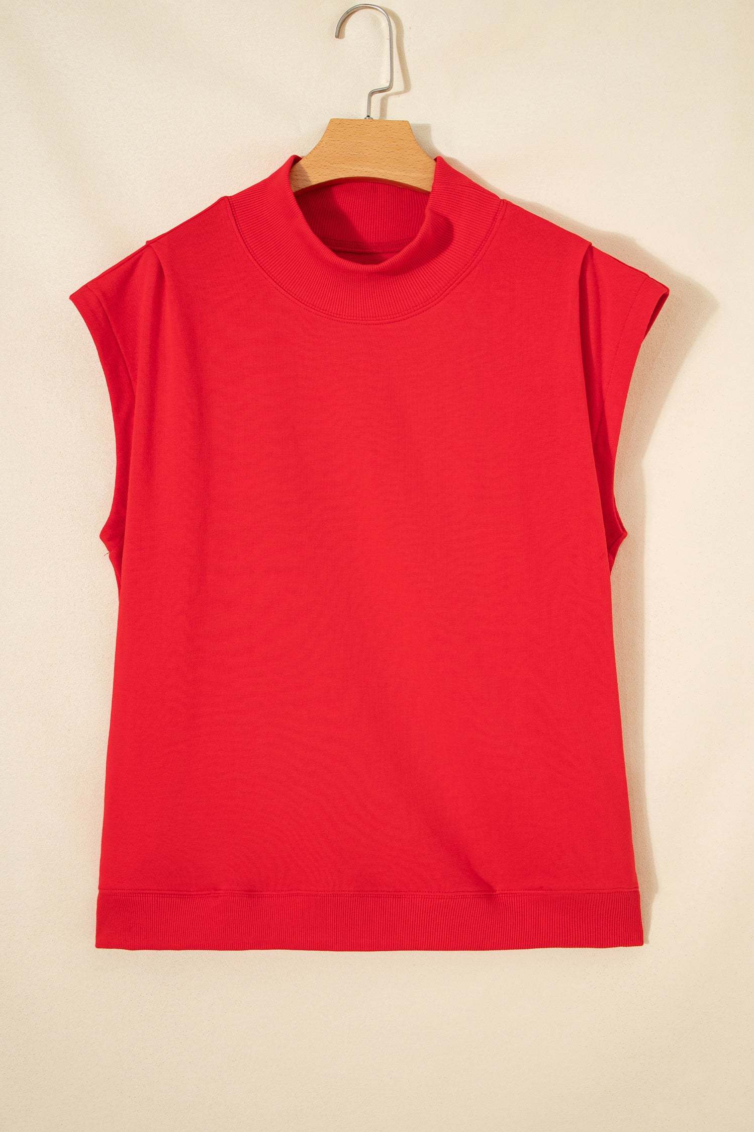 Red High Neck Cap Sleeve Top