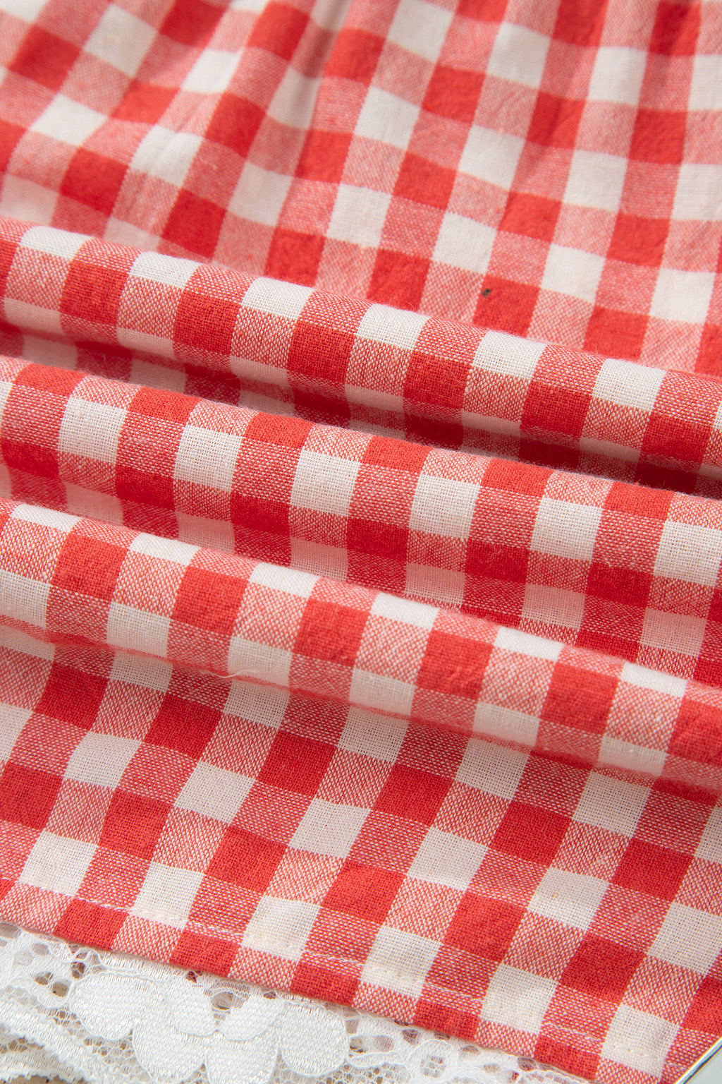 Red Gingham Lace Hem Shorts