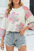 Beige Floral Patchwork Top