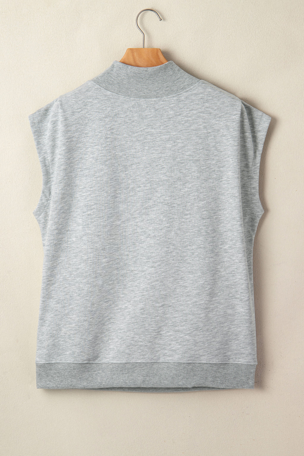 Light Grey High Neck Cap Sleeve Top