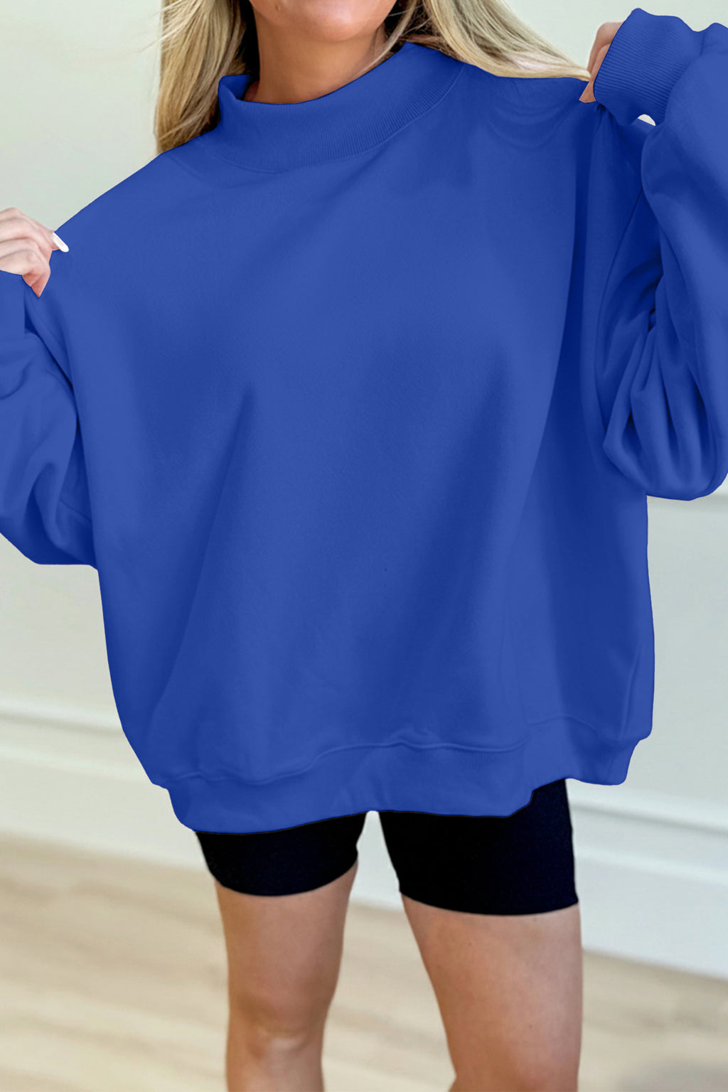 Dark Blue Mock Neck Sweatshirt