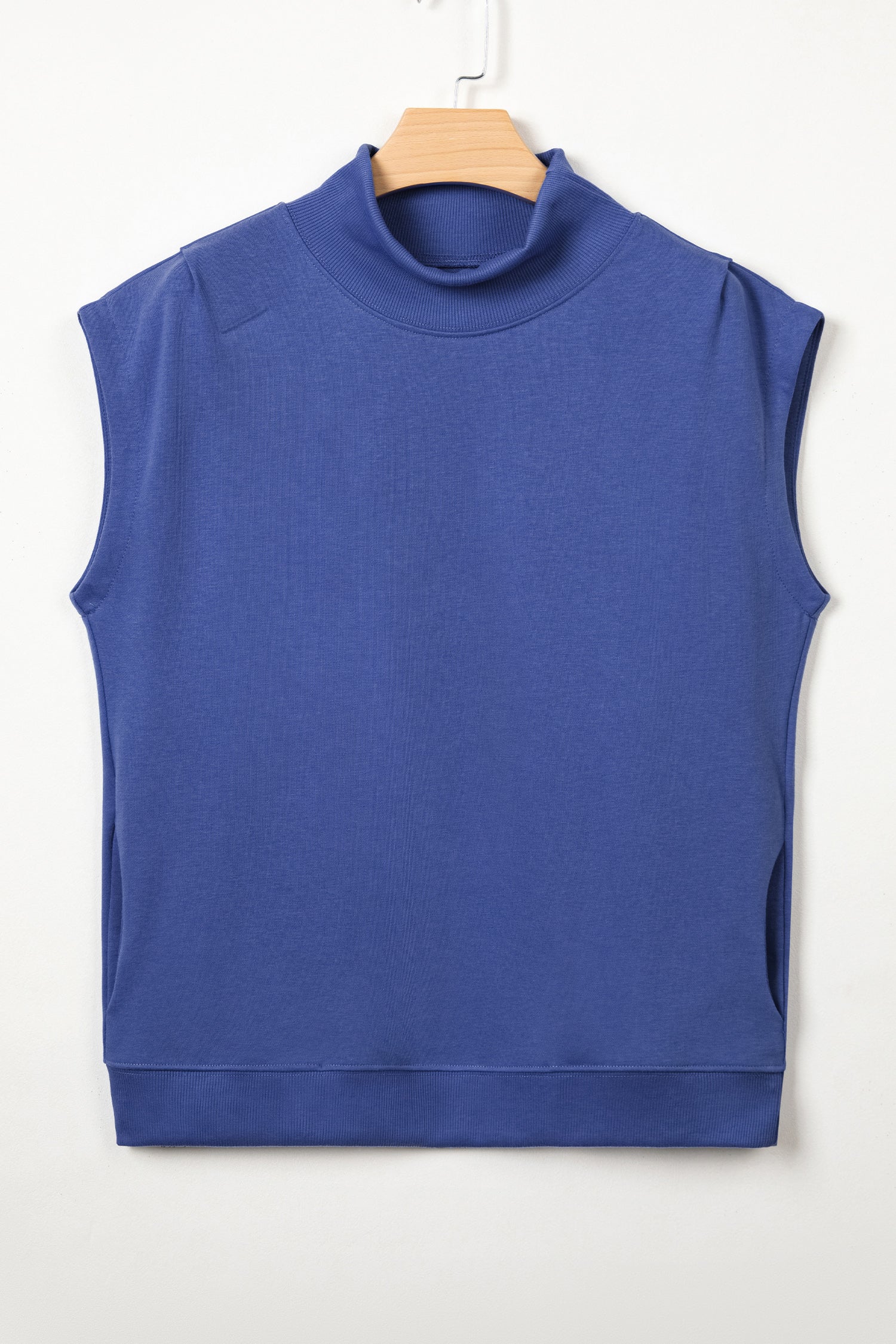 Sky Blue High Neck Cap Sleeve Top