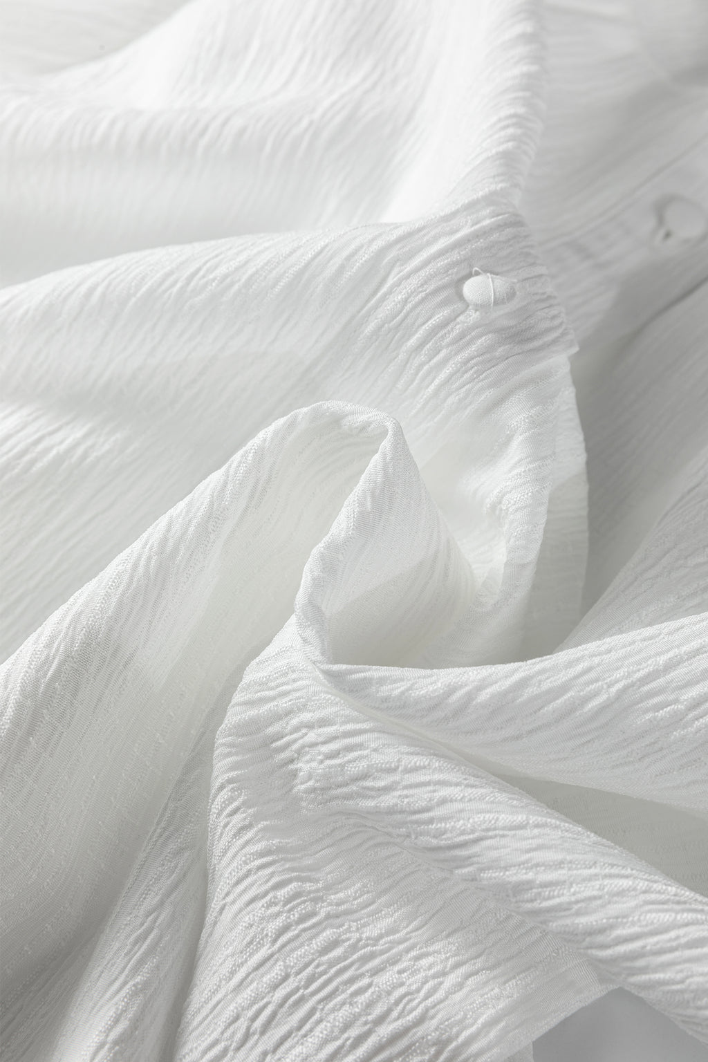 White Lantern Sleeve Button Down Shirt