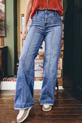 Blue High Rise Straight Leg Jeans