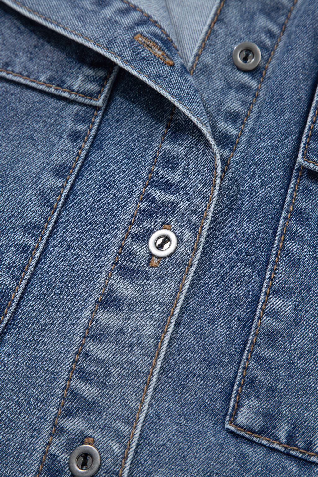 Blue Cuffed Short Sleeve Denim Shirt