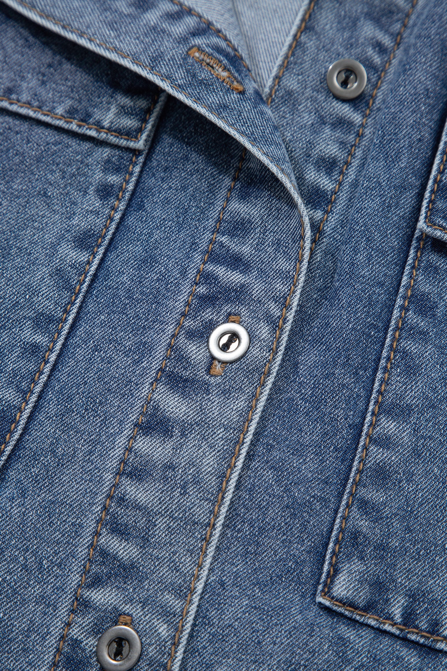 Blue Cuffed Short Sleeve Denim Shirt