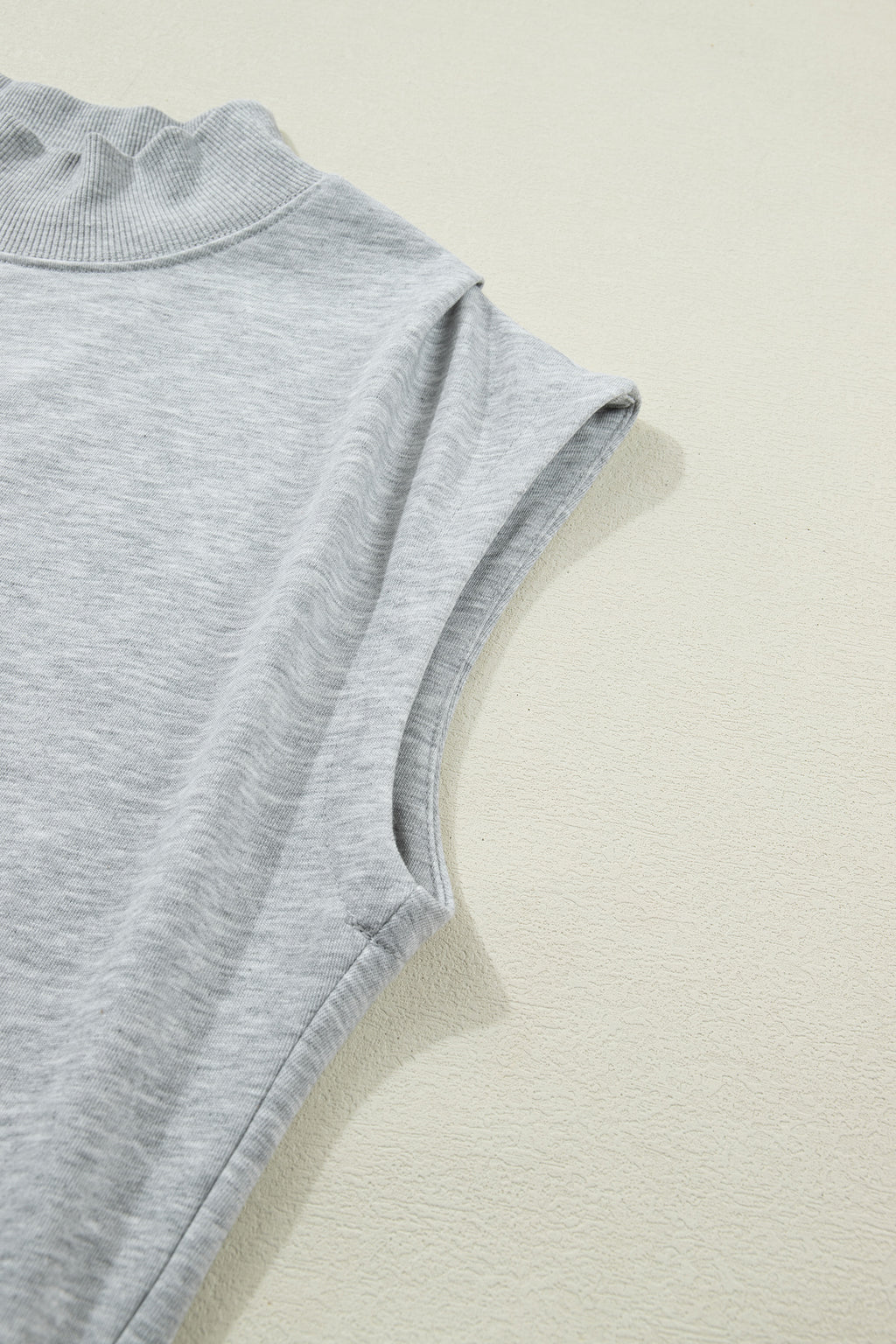 Light Grey High Neck Cap Sleeve Top