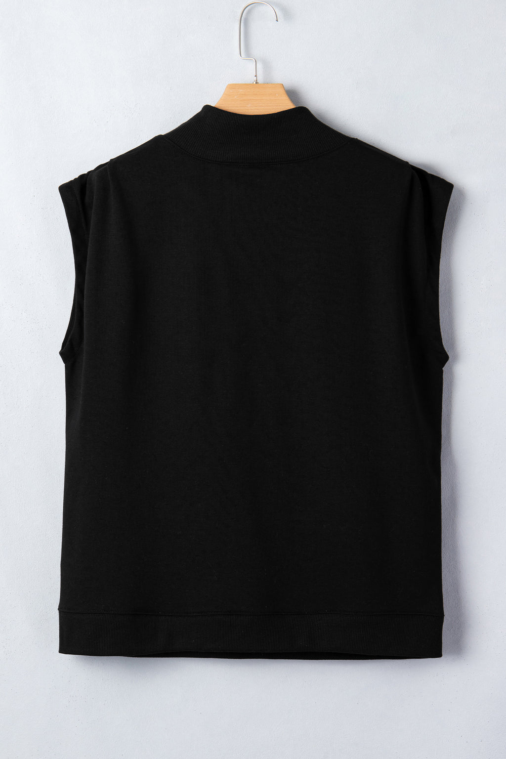 Black High Neck Cap Sleeve Top