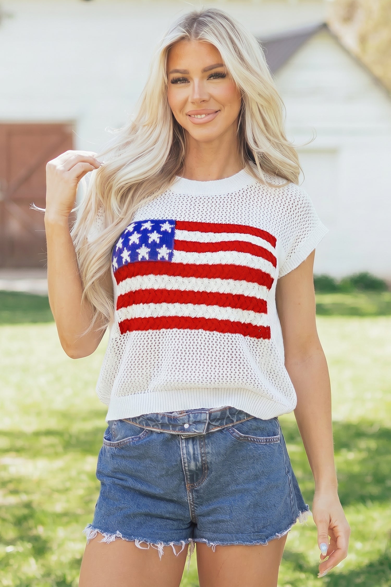 White Flag Graphic Sweater Top