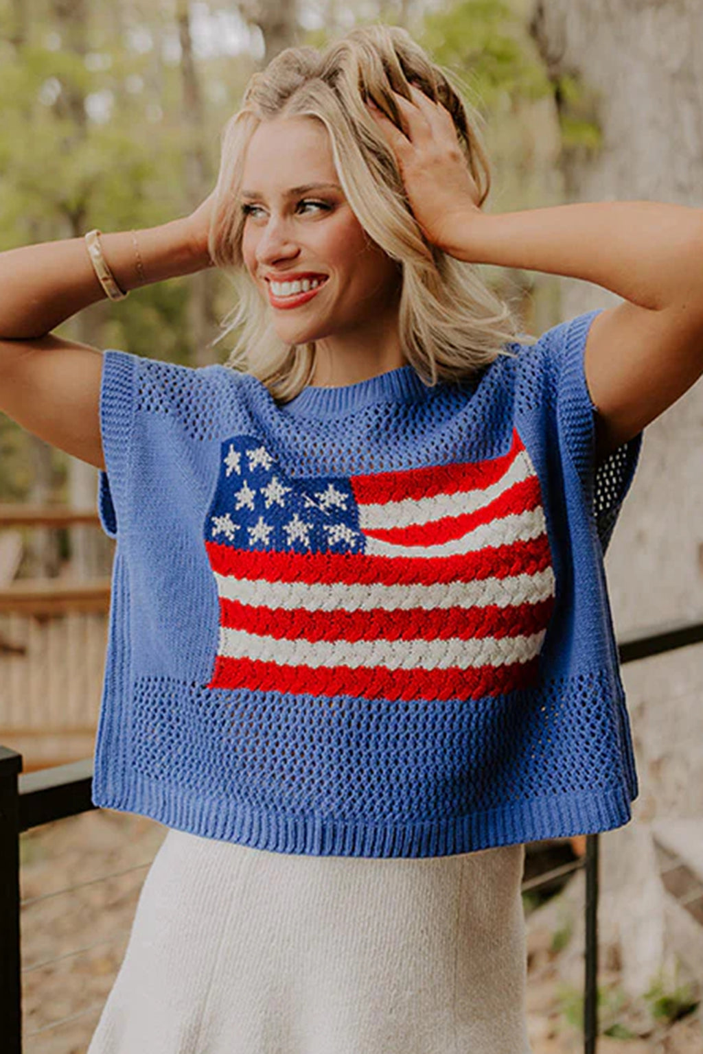 Sky Blue Flag Sweater Top
