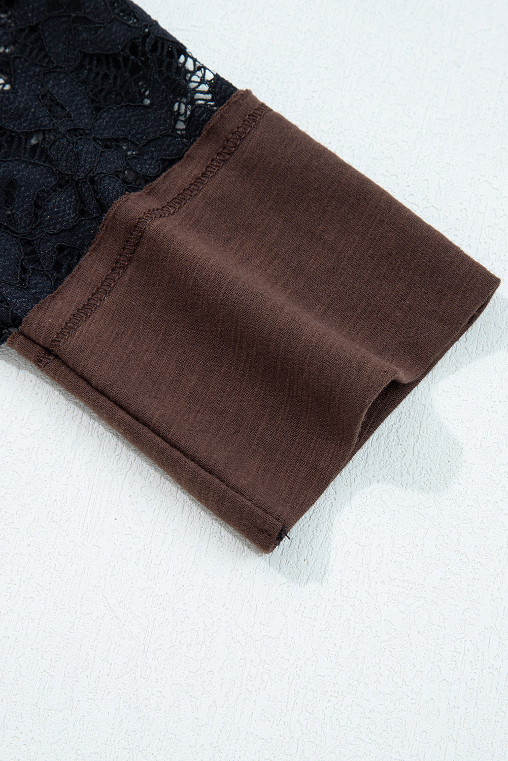 Dark Brown Lace Patchwork Long Sleeve Tee