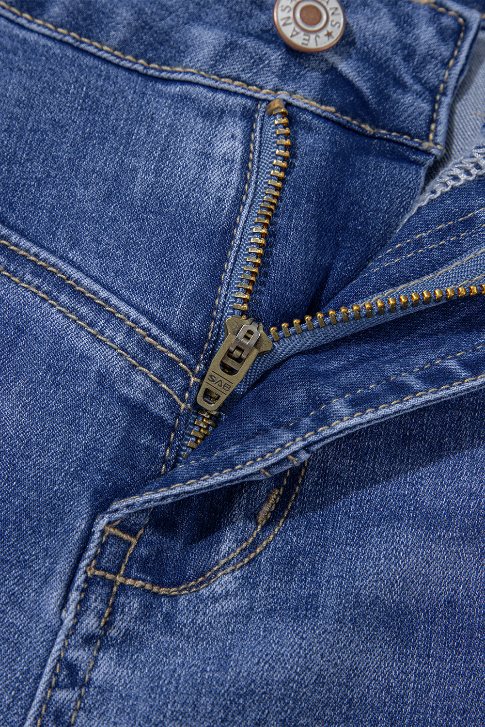 Blue High Rise Straight Leg Jeans