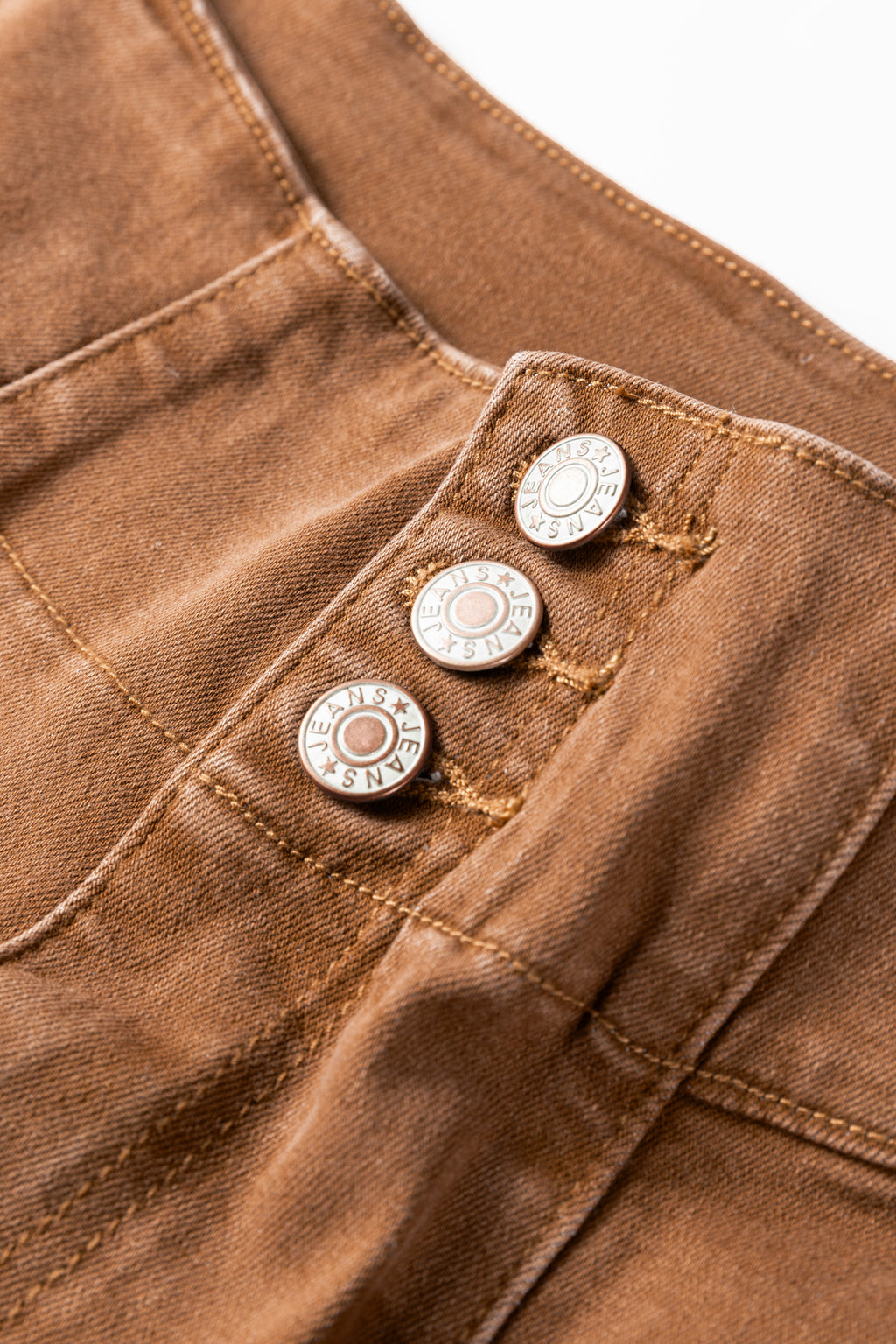 Tan Raw Hem Flare Jeans