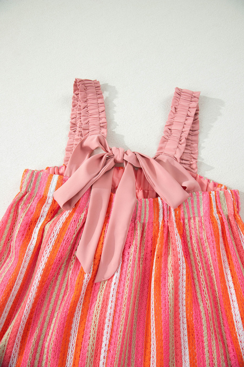 Pink Stripe Ribbon Knot Maxi Dress