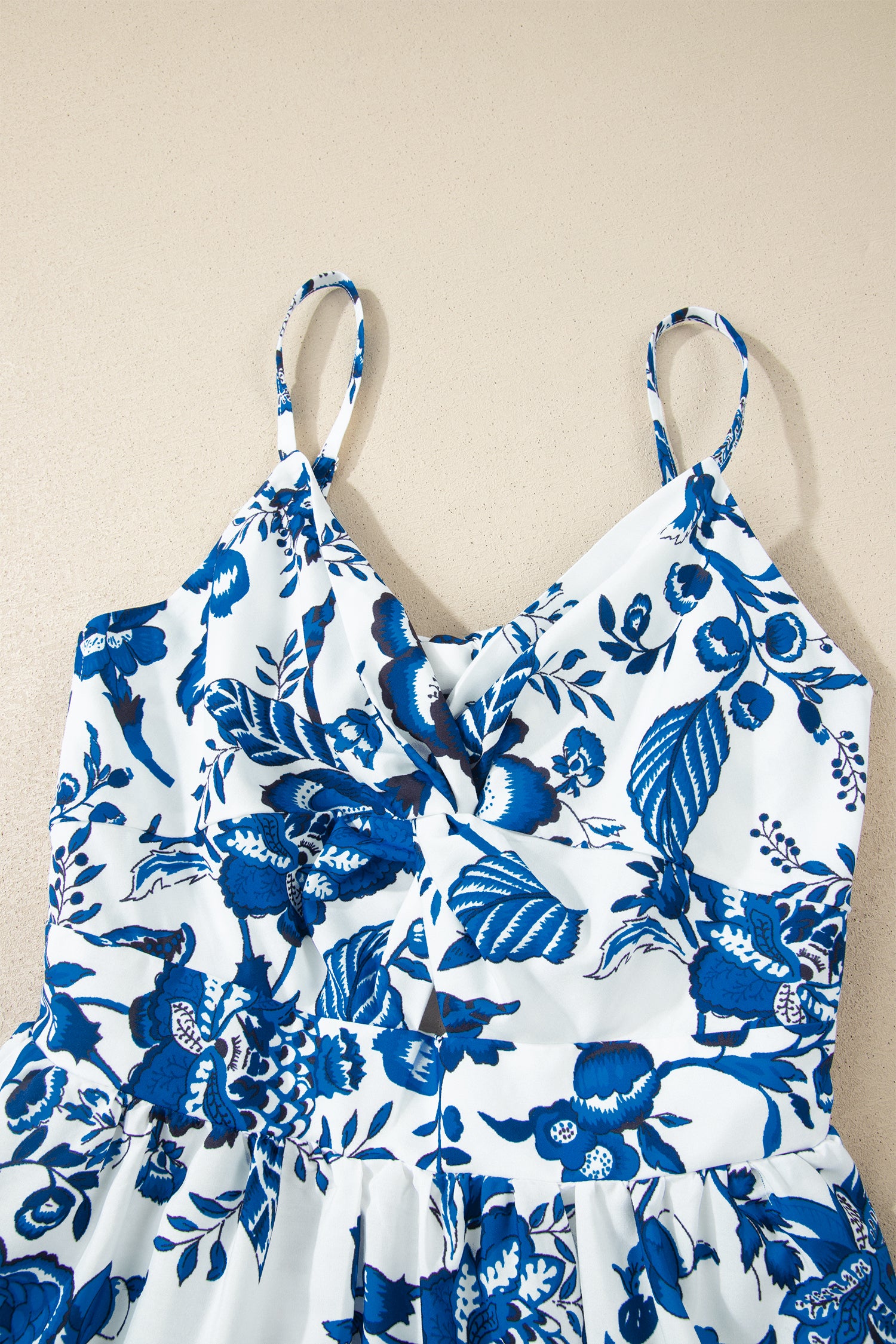 Sky Blue Floral Backless Maxi Dress