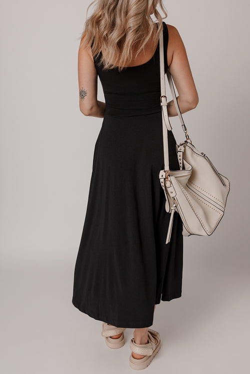 Black Split Midi Dress