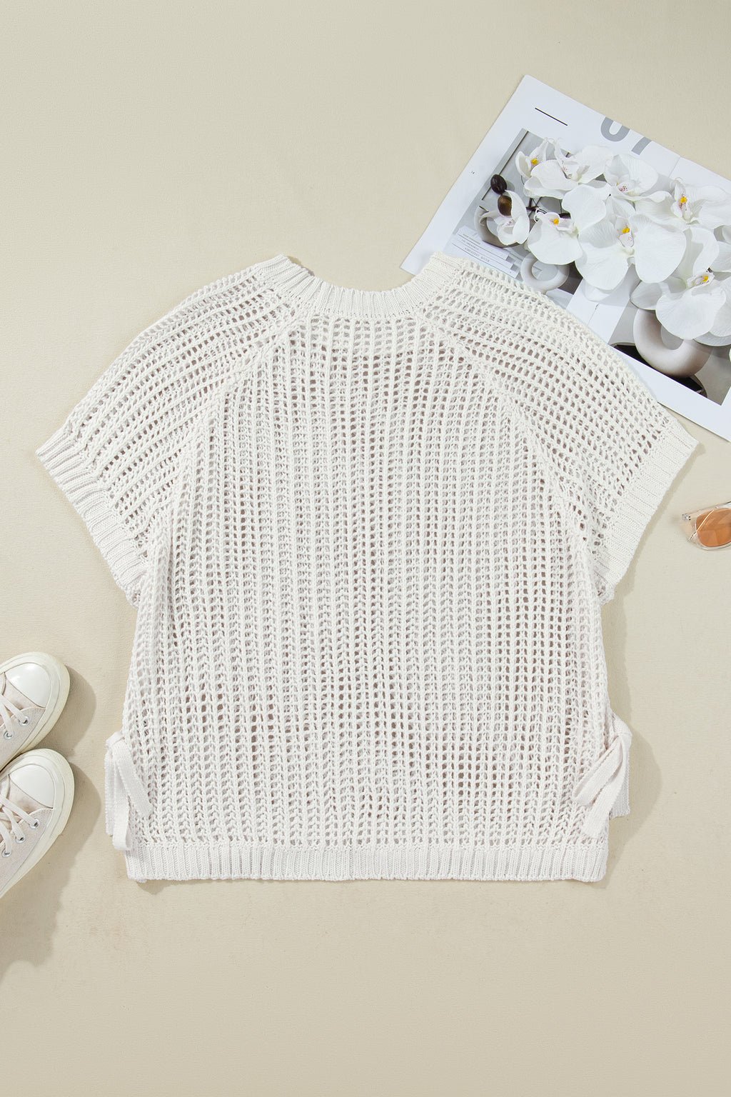 White Plus Size Bow Tie Sweater