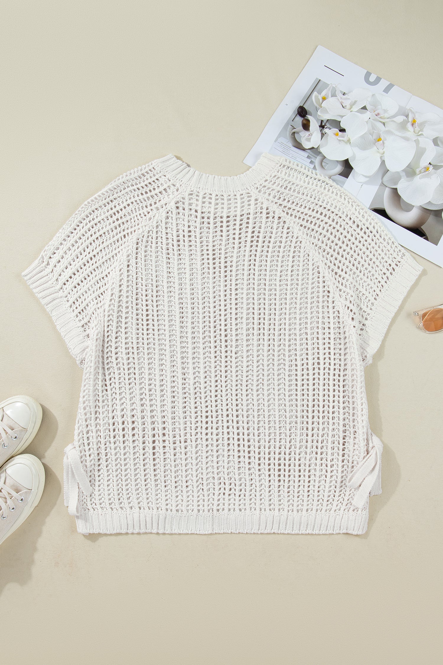 White Plus Size Bow Tie Sweater