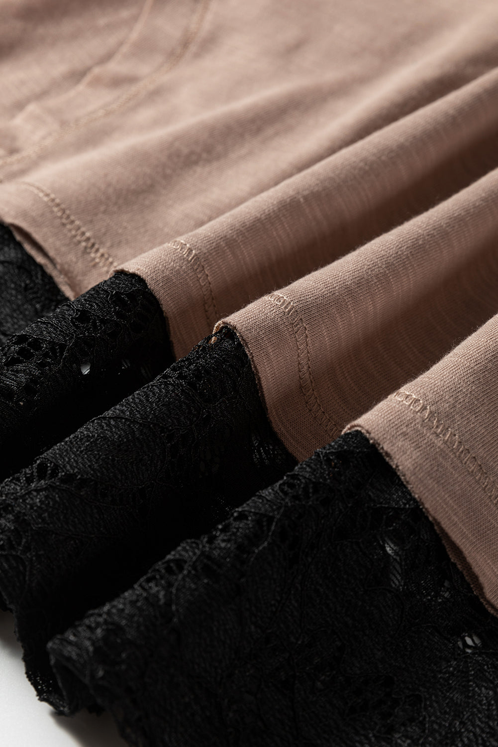Beige Lace Patchwork Long Sleeve Tee