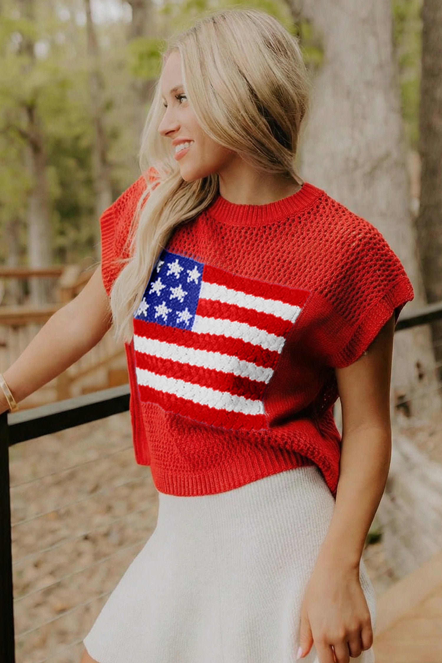 Red Flag Sweater Top