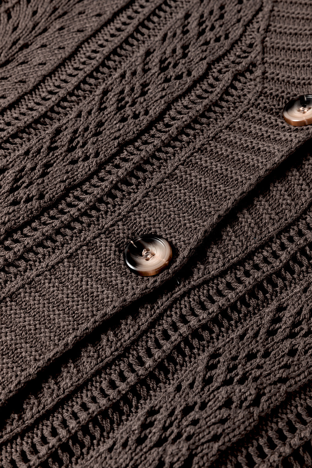 Brown Open Knit Drop Shoulder Cardigan