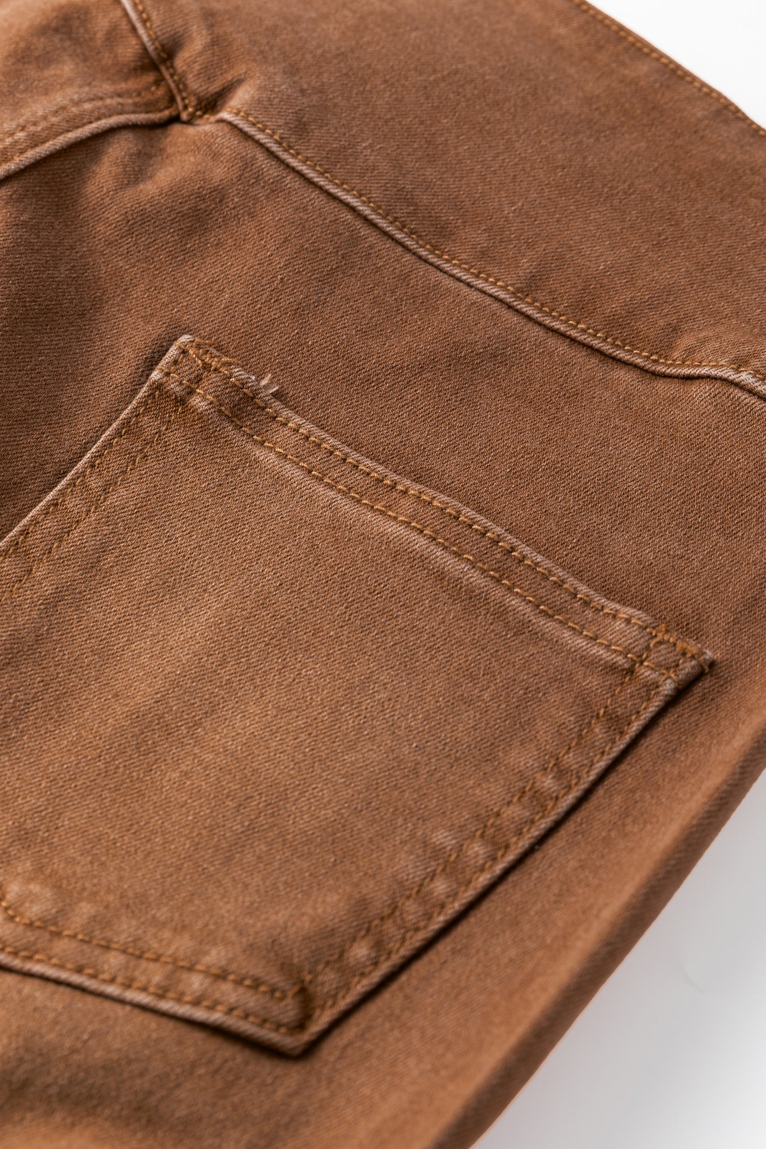 Tan Raw Hem Flare Jeans