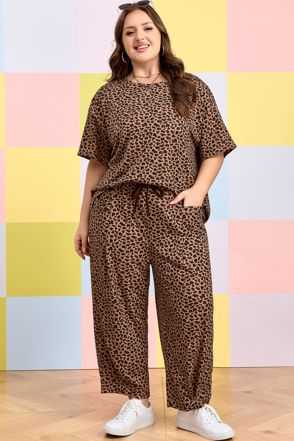 Brown Leopard Plus Size Set