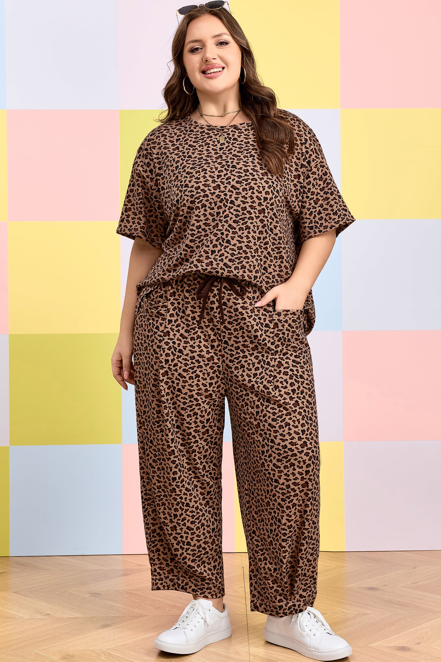 Brown Leopard Plus Size Set