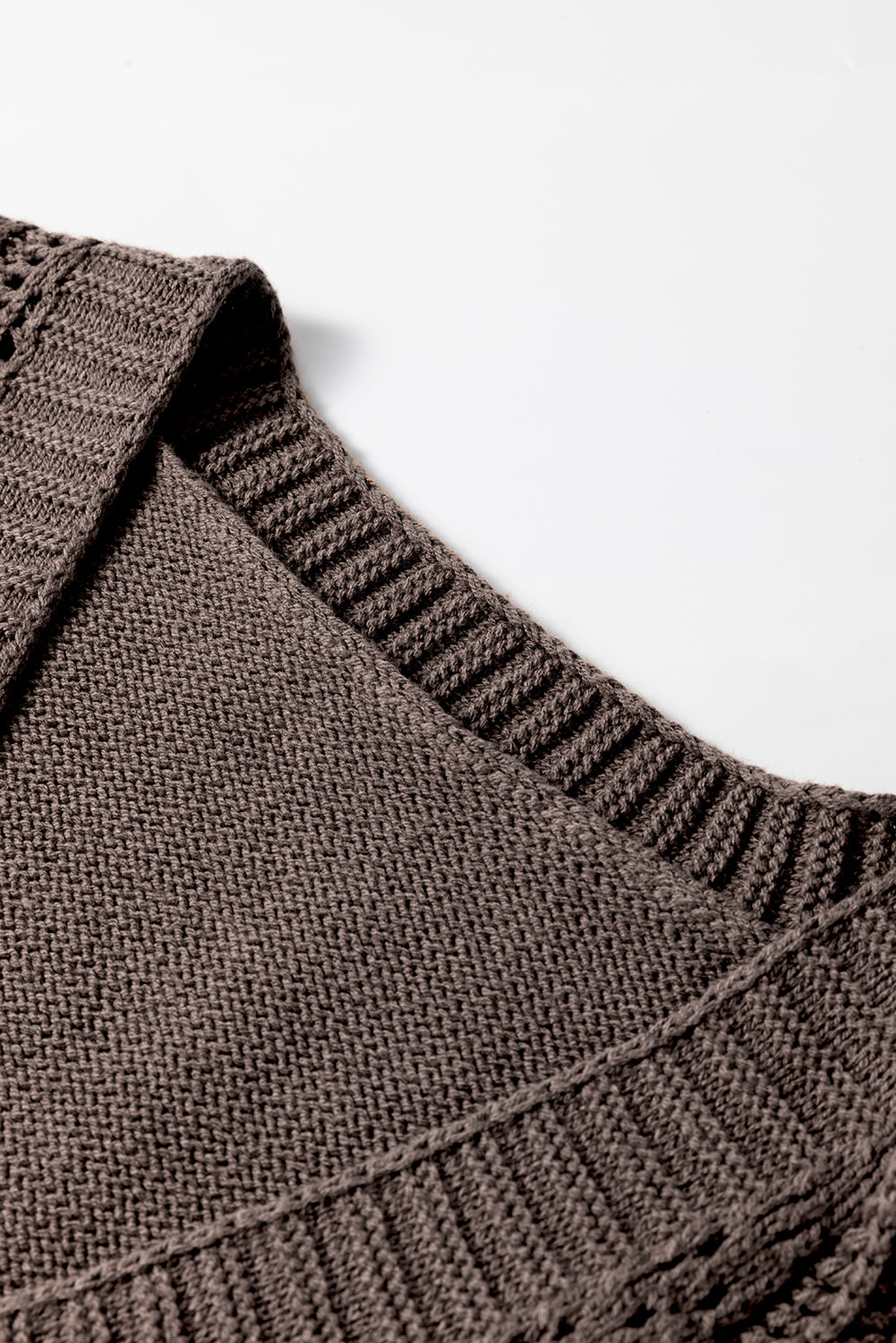 Brown Open Knit Drop Shoulder Cardigan