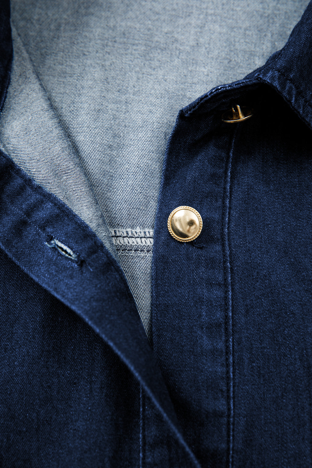 Blue Button-Down Denim Maxi Dress
