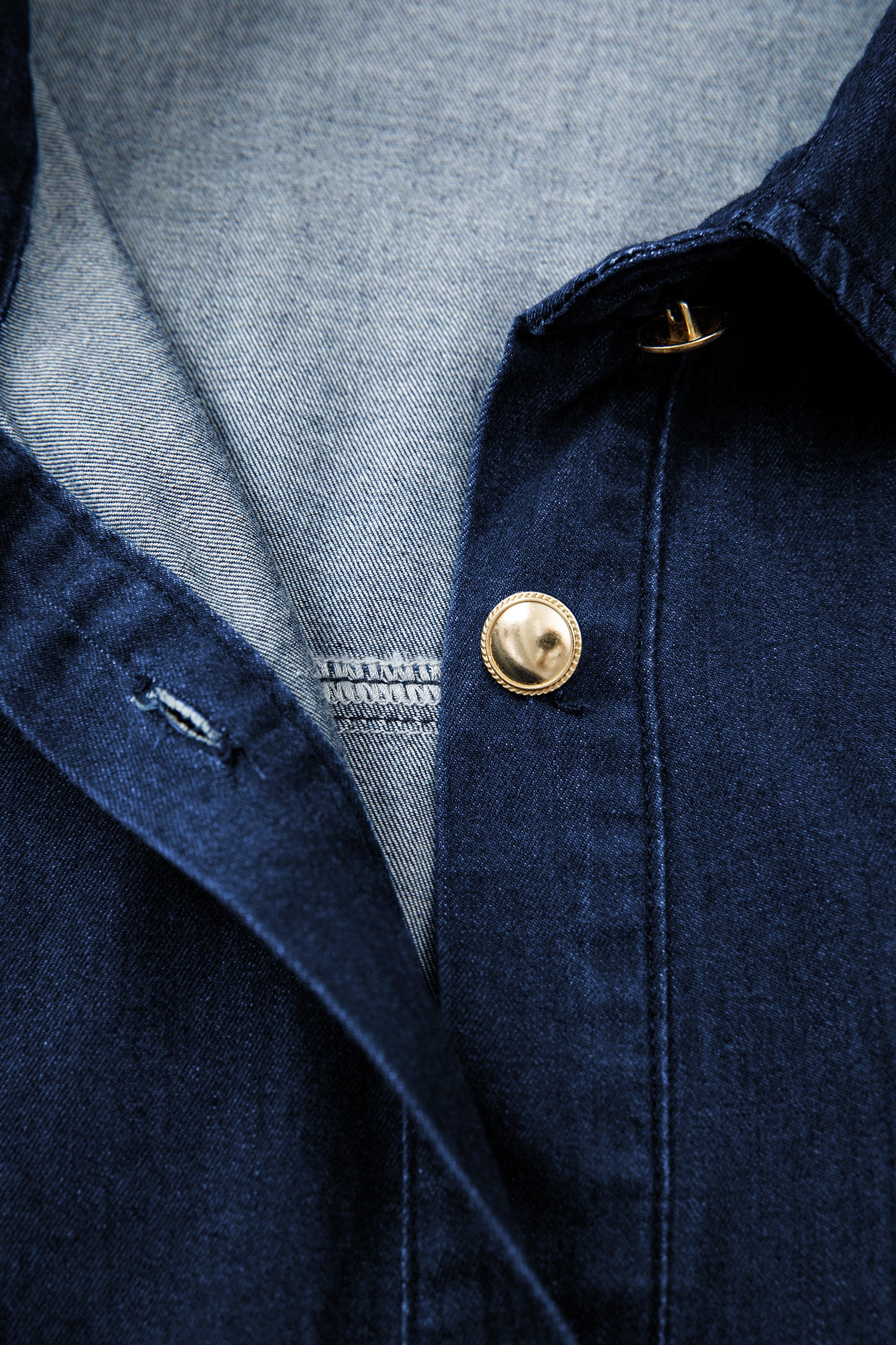 Blue Button-Down Denim Maxi Dress