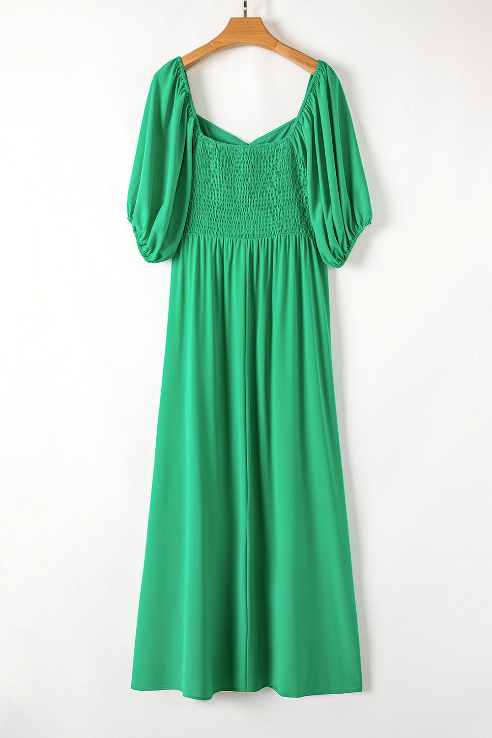 Green Plus Size Puff Sleeve Dress