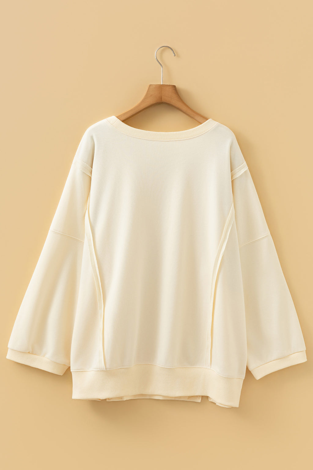 Beige Floral Bow Plus Size Pullover