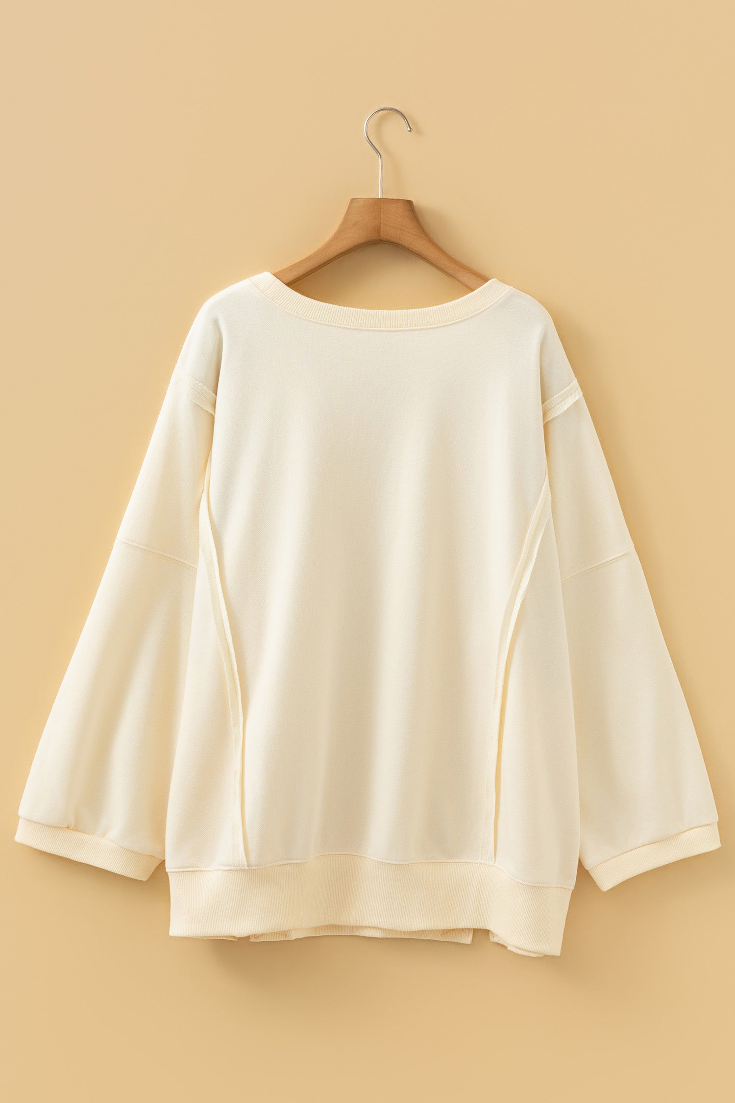 Beige Floral Bow Plus Size Pullover