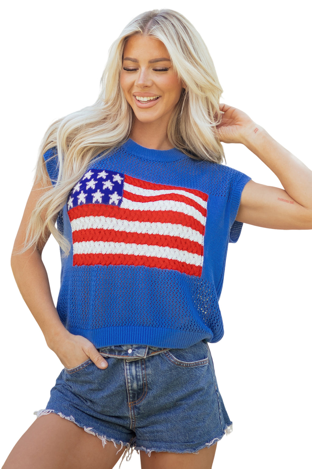 Sky Blue Flag Sweater Top