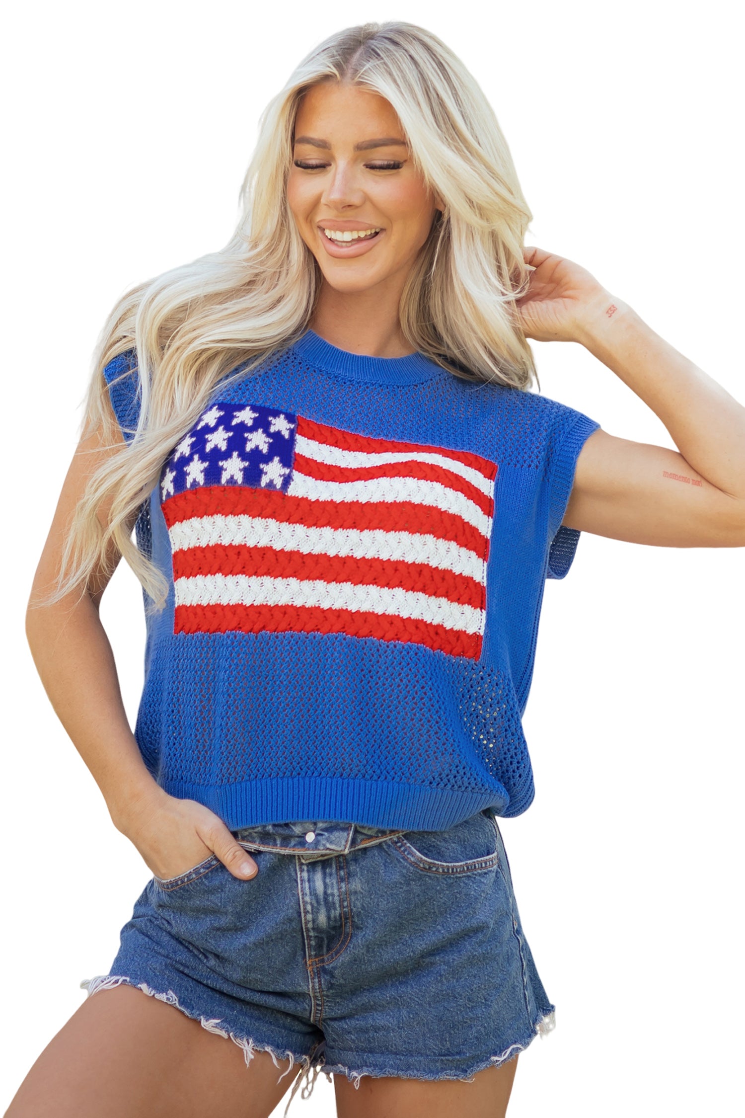 Sky Blue Flag Sweater Top