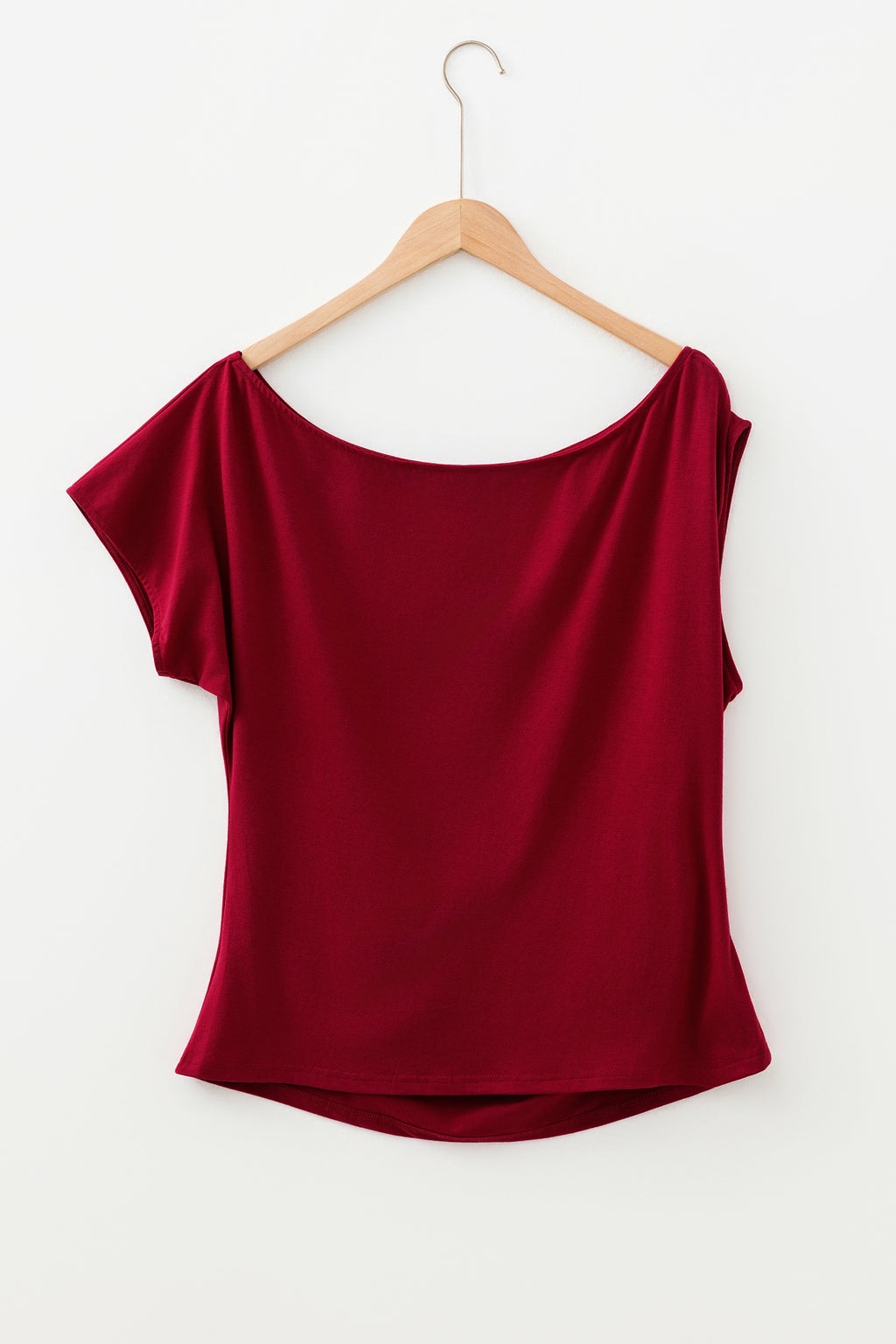 Burgundy Plus Size Asymmetric Blouse