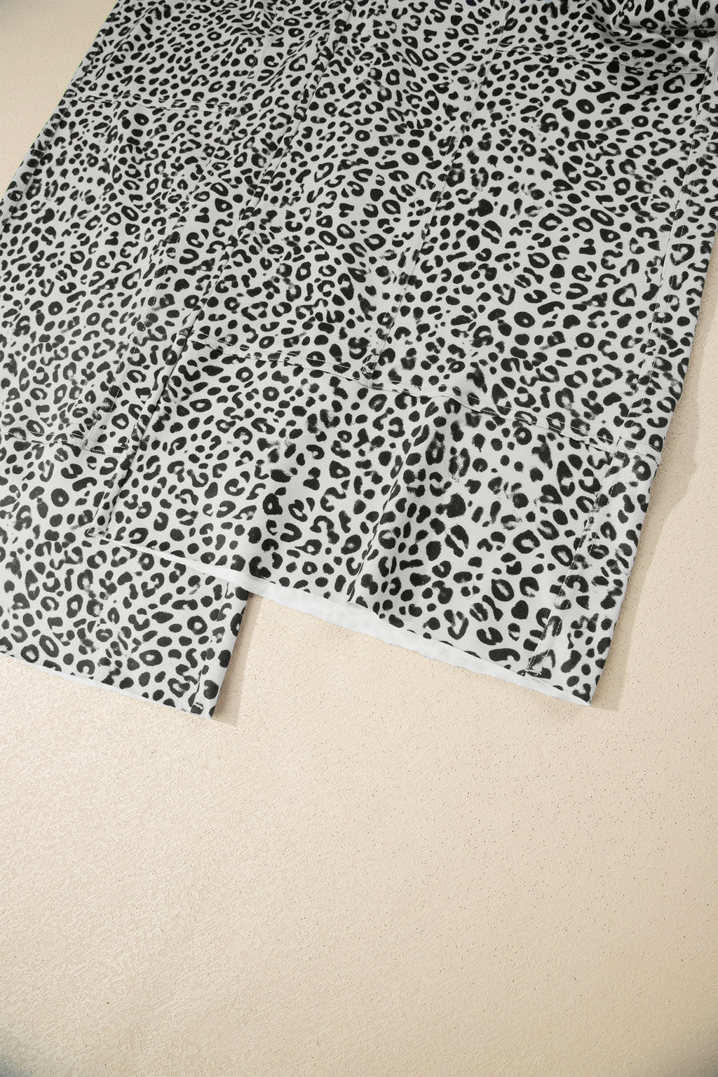 Gray Animal Print Wide Leg Pants