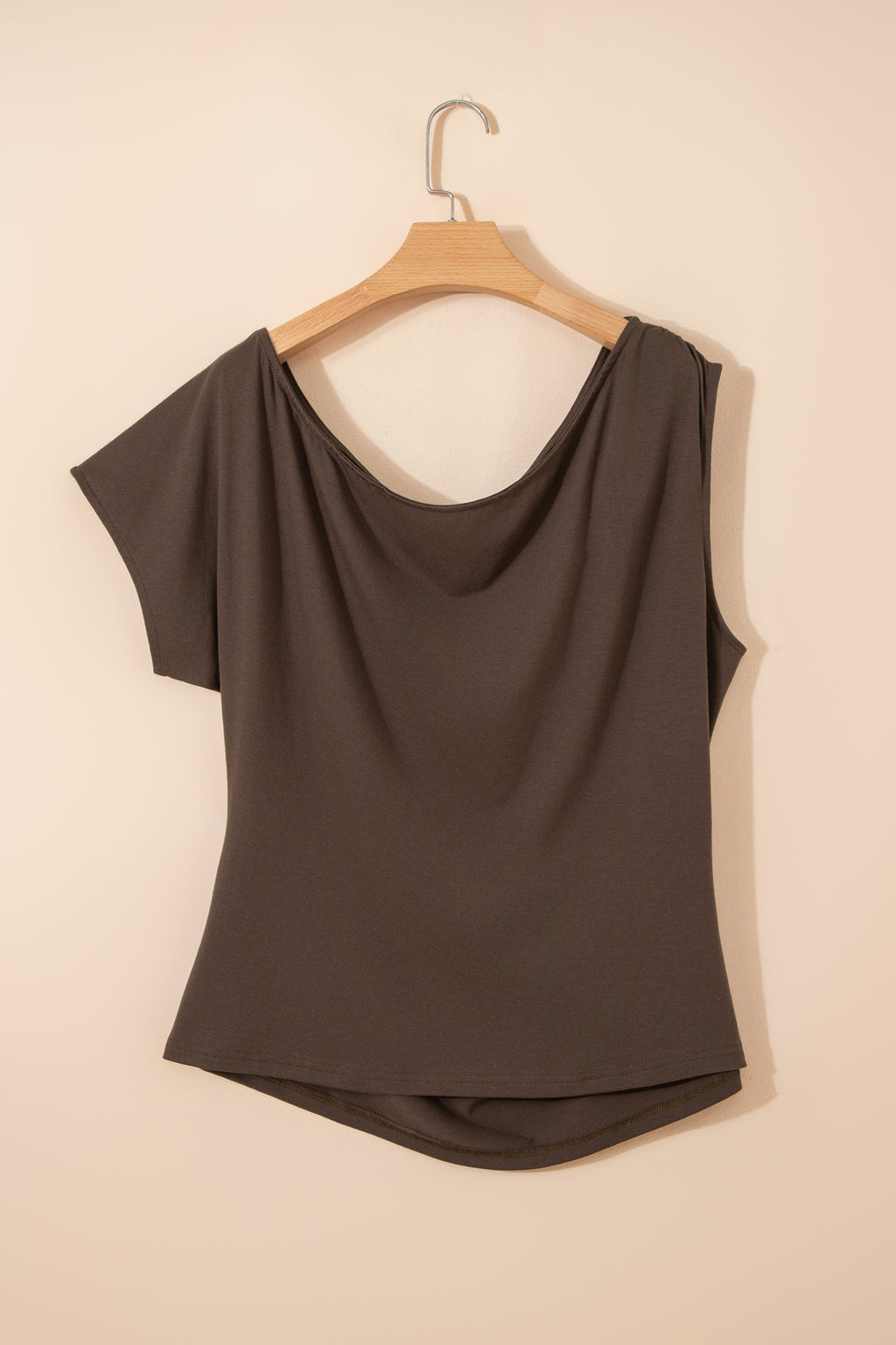 Coffee Plus Size Asymmetric Blouse