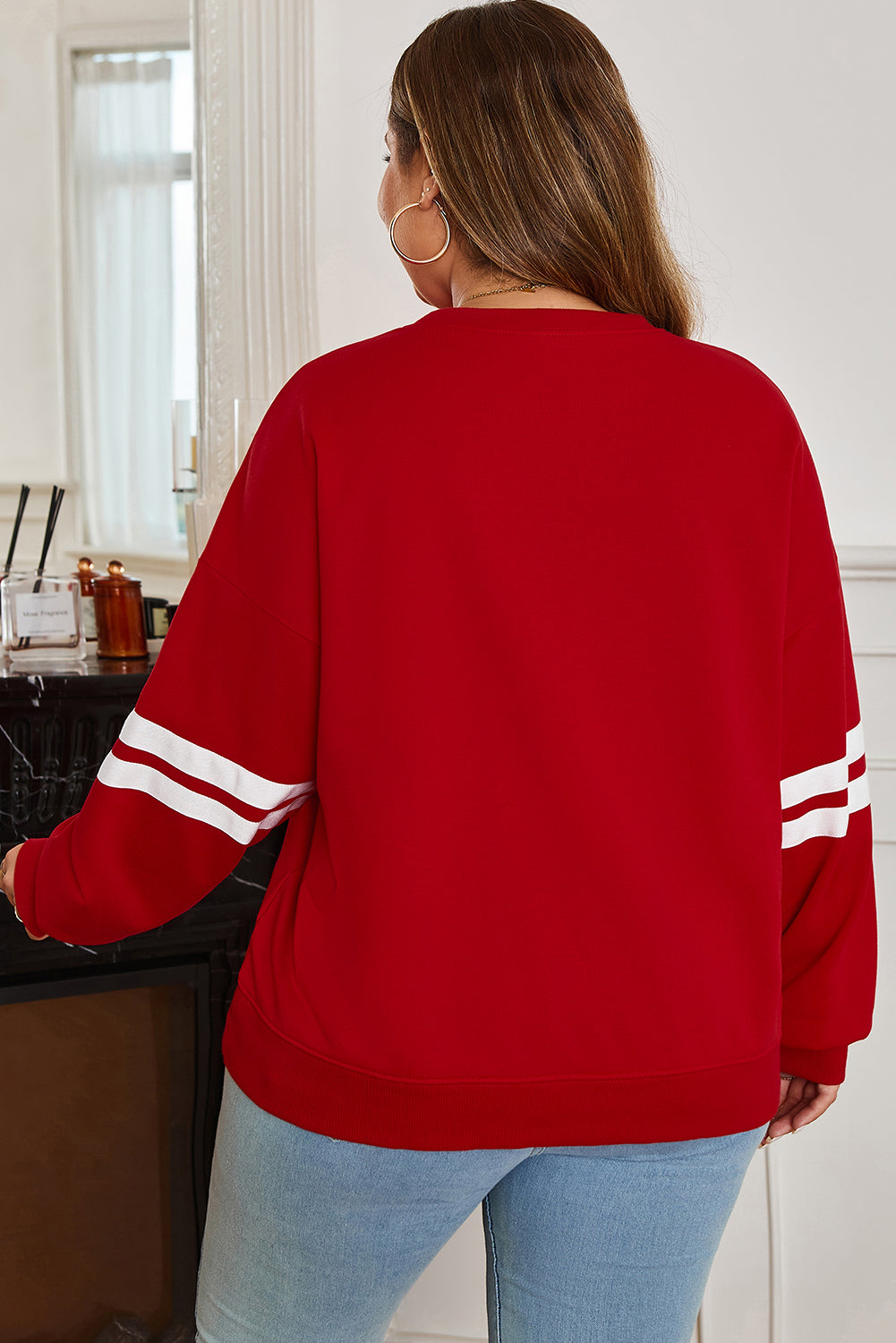 Red Plus Size Varsity Sweatshirt