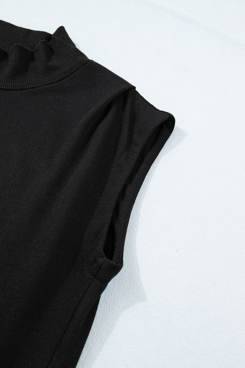 Black High Neck Cap Sleeve Top