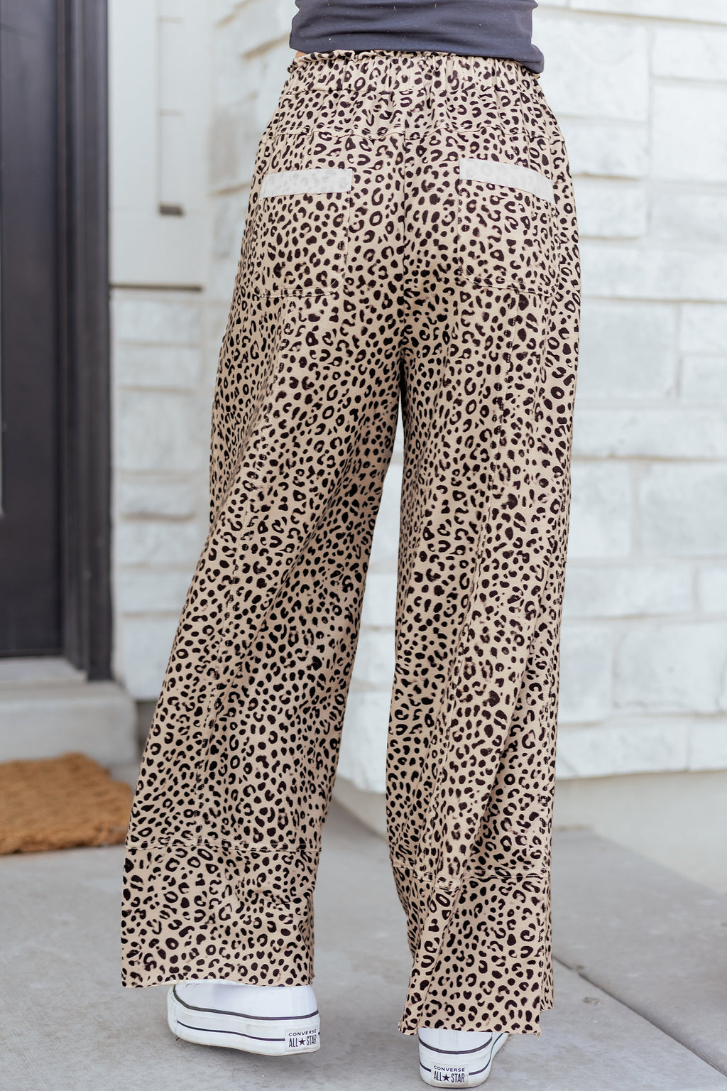 Khaki Animal Print Wide Leg Pants