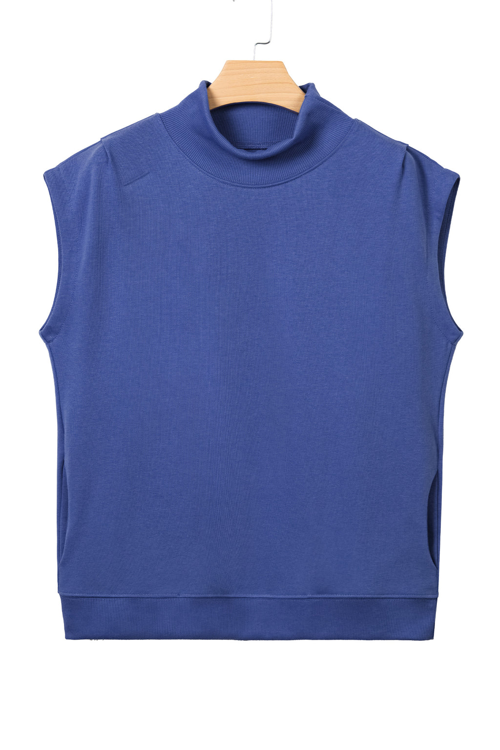 Sky Blue High Neck Cap Sleeve Top