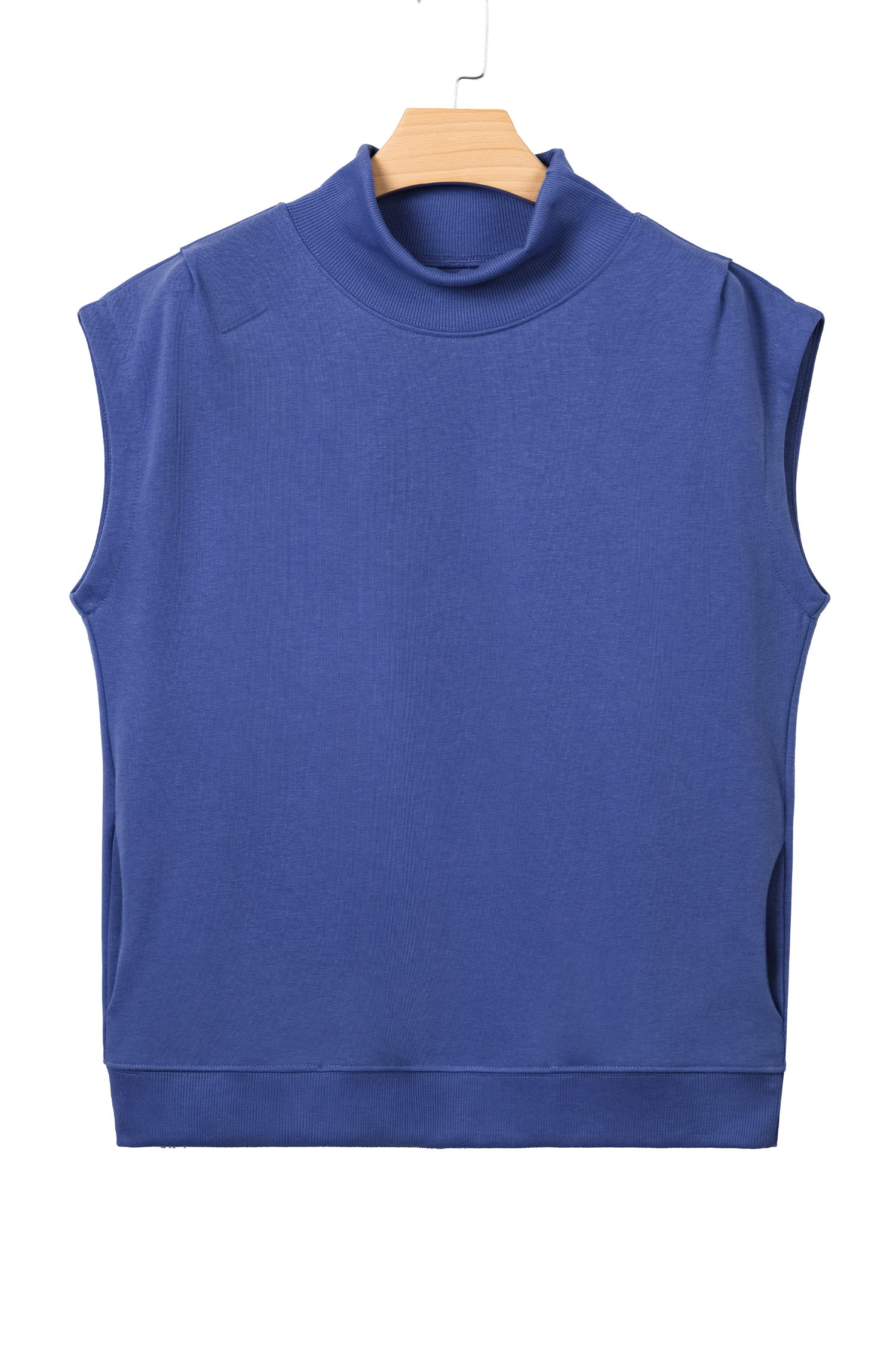 Sky Blue High Neck Cap Sleeve Top