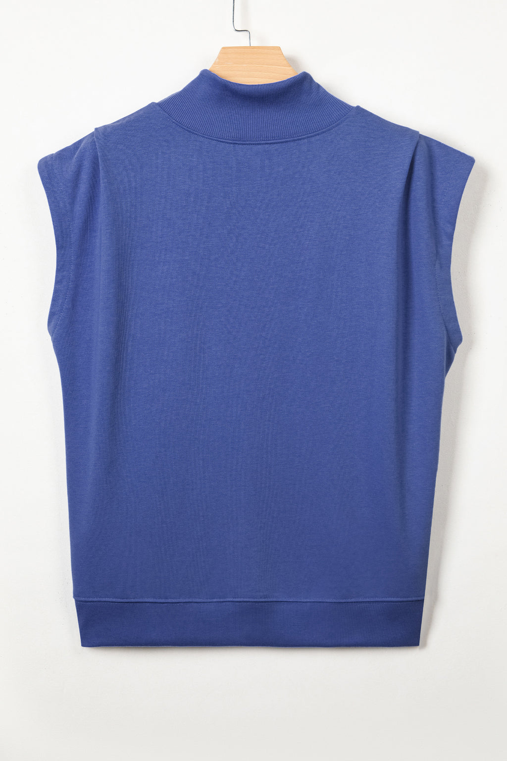 Sky Blue High Neck Cap Sleeve Top