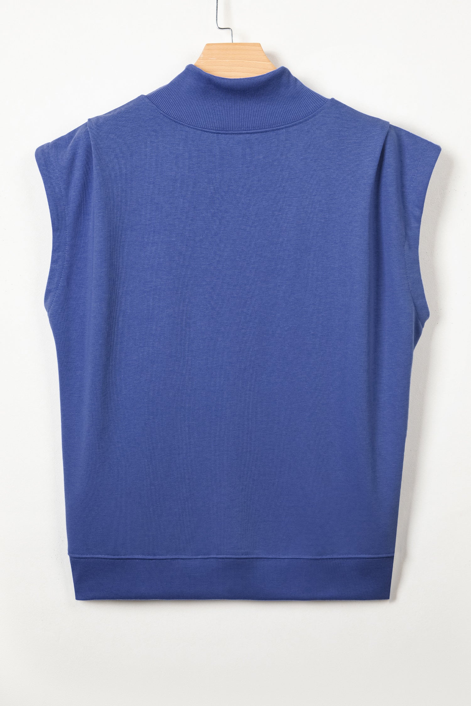 Sky Blue High Neck Cap Sleeve Top
